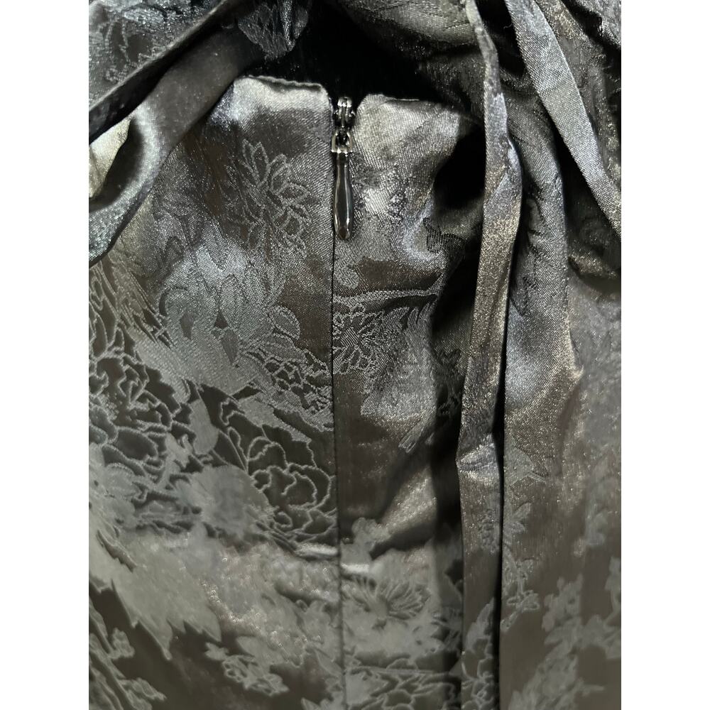 Lulus Black Floral Satin Look Lace Up Mini Dress Medium NWT Corset Back - Picture 6 of 11